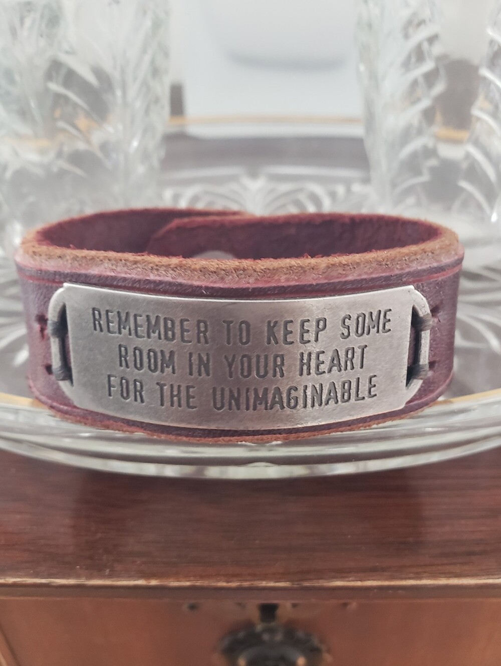 Leather Bracelet Inspirational Cuff Snap Tandy Metal